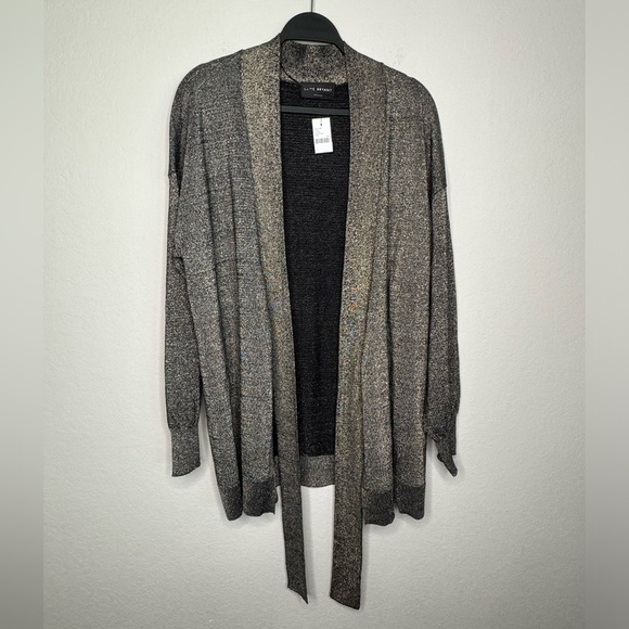 NWT Lane Bryant Classic Long Sleeve Tie Front Cardigan in Metallic Gold- Sz18/20 - Picture 2 of 8